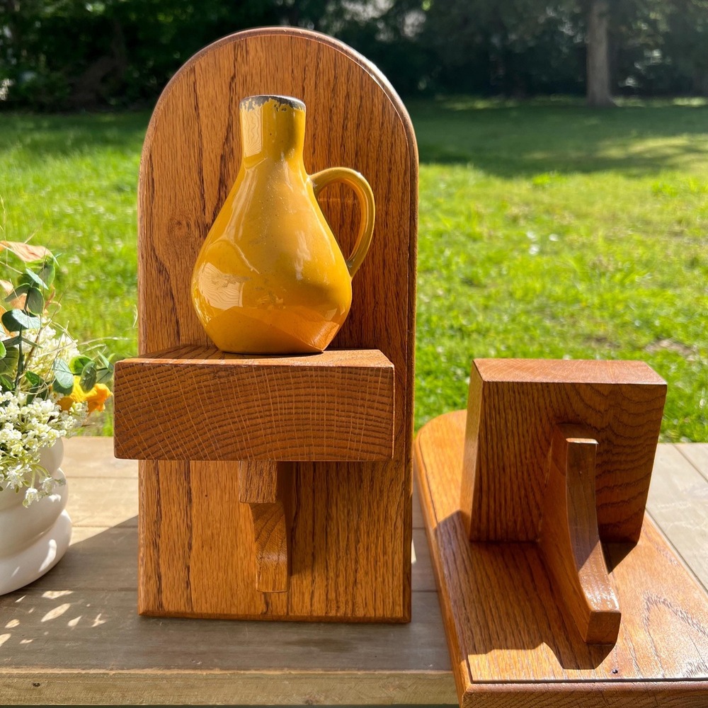 Vintage Handmade Wood Wall Shelves | Sconces | Set of 2